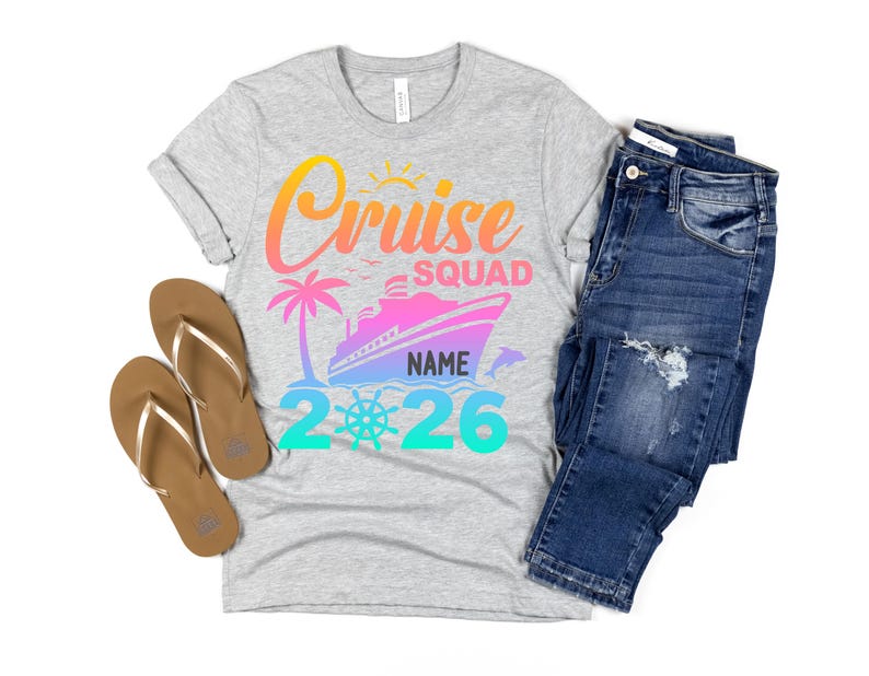 Personalized Colorful Cruise Squad 2026 Shirt, Cruise Squad Shirt, 2026 Cruise Shirt, Birthday Cruise Shirt, Family Custom Cruise Shirt imagem 7