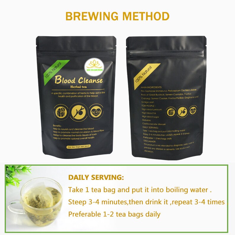 Blood Cleanse Herbal Tea by SIX DIAMONDS Etsy