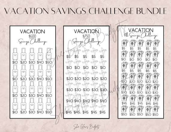 A6 Printable Vacation Savings Challenge - Etsy