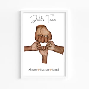 Personalised Family Hands Print, My Family Fists Picture With Names Pets Cat Dog