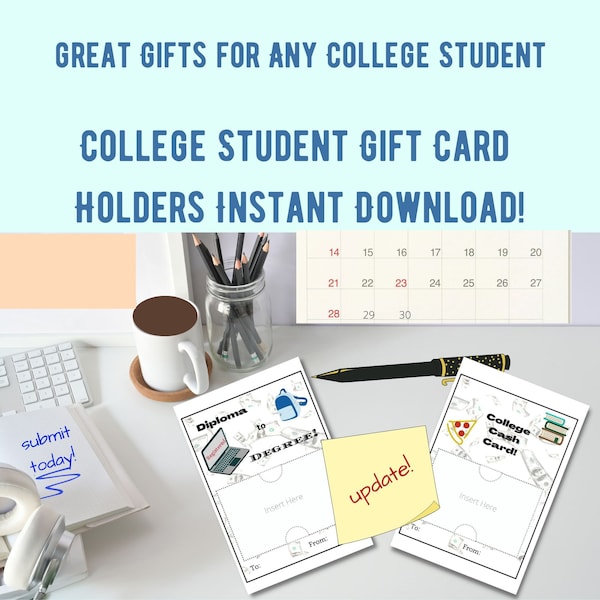 College Student Gift Card Holders Printable, Money Card Holder, College Must Haves, 2023 College Gift, College Necessities, College Merch