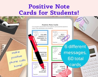 Cartes de notes positives, cartes de commentaires, cartes de messages positifs, tableau de comportement pour le tableau de comportement en classe, cartes de récompense, messages de l'enseignant