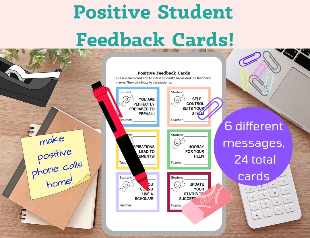Feedback Cards Student Reward Cards Behavior Chart for Etsy