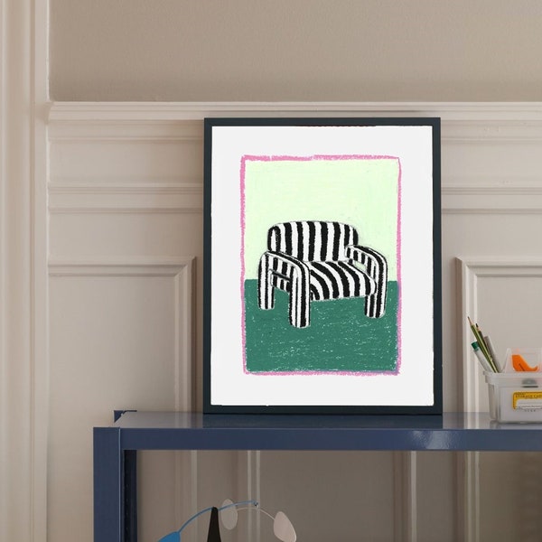 The Striped Chair Oil Pastel Giclée Print