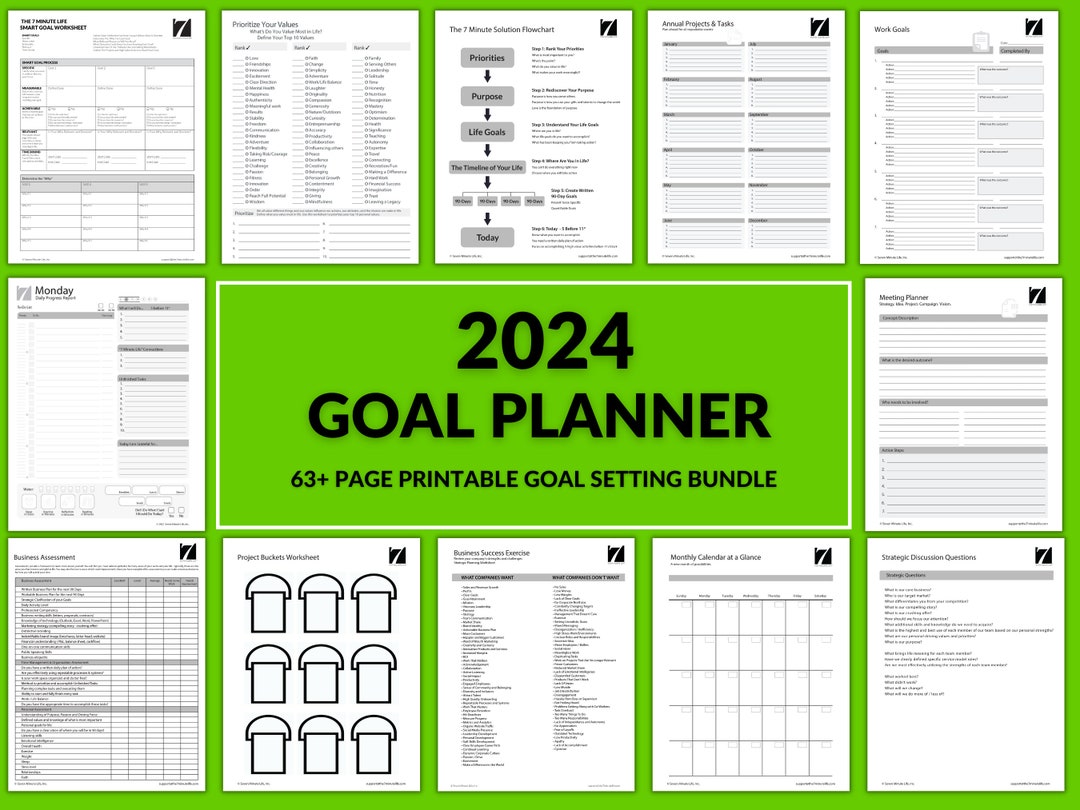 2024 Goal Planner Bundle 63 Printable Goal Setting Worksheets SMART