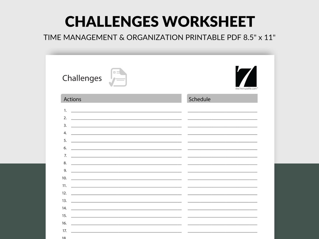 Challenges Worksheet: Time Management & Organization (PDF) - Etsy