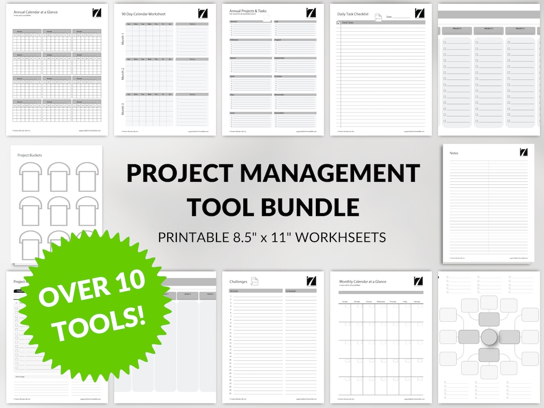 Project Management Template Worksheet Bundle Project Planner Printable ...