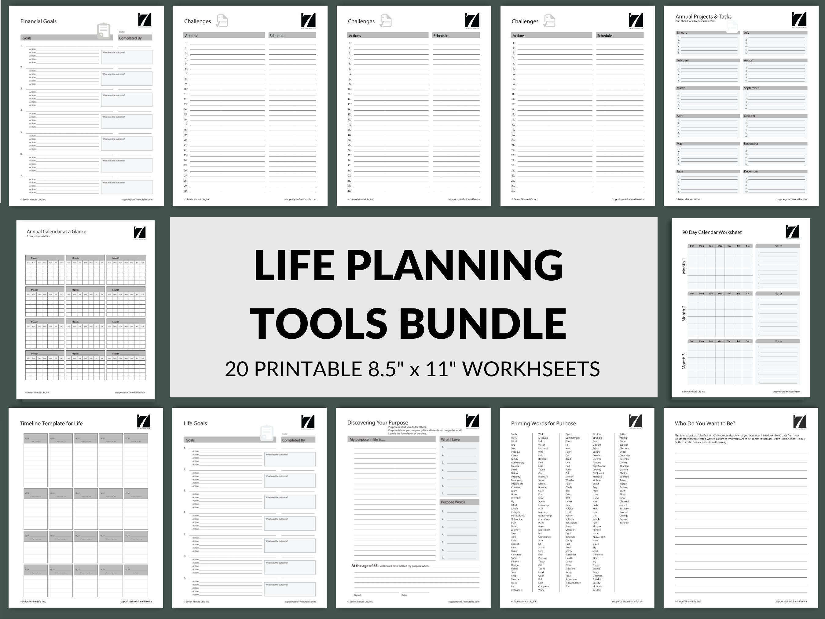 Life Plan Worksheet Bundle 20 Self Development Planning & Etsy