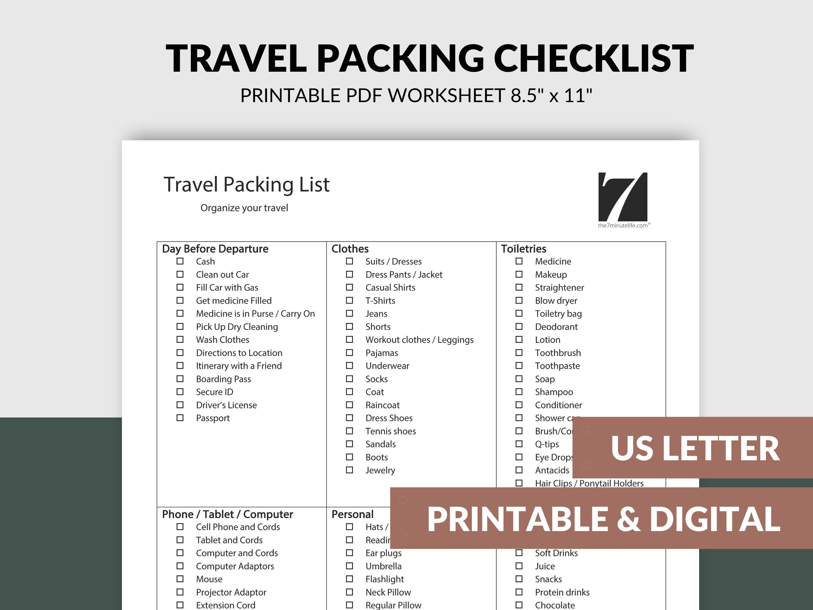 Travel Packing List Printable Download Travel Packing Checklist