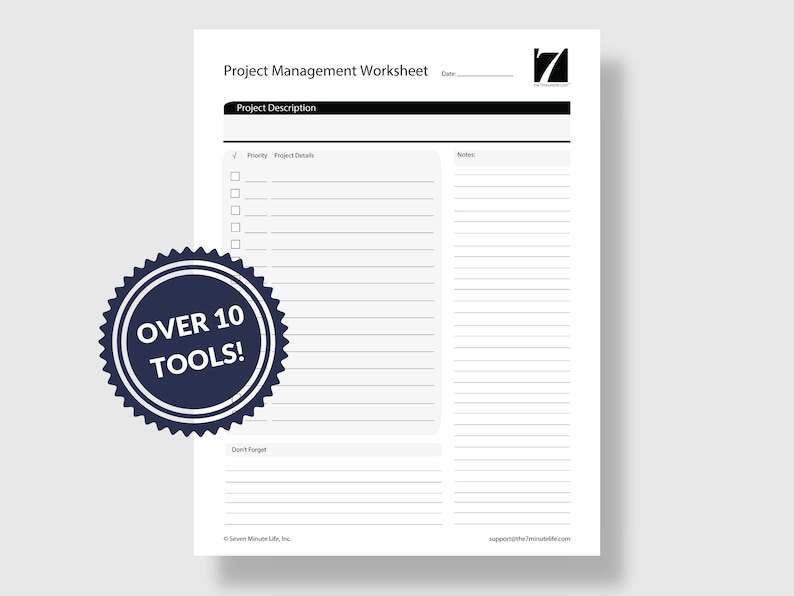 Project Management Template Worksheet Bundle Project Planner Etsy