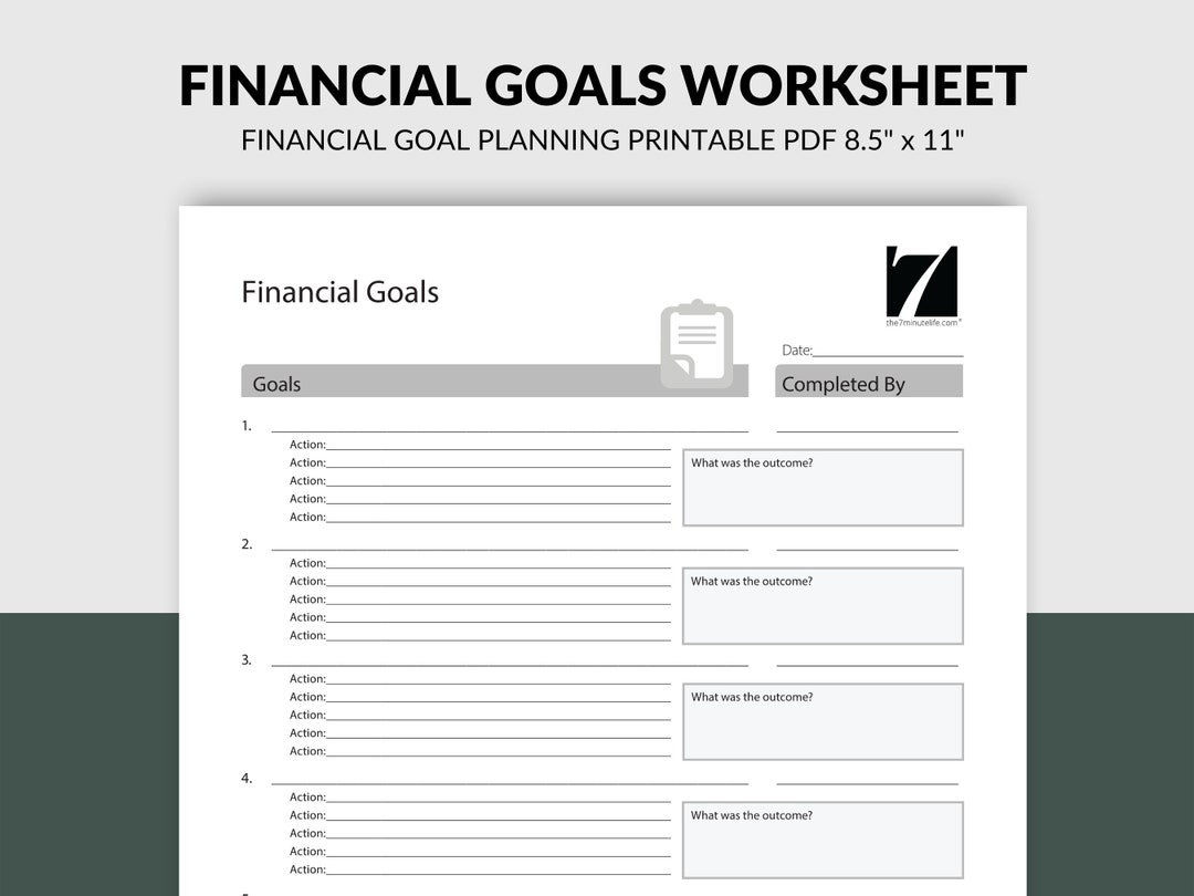Financial Goals Planner Worksheet | Printable Business Finances Goal ...