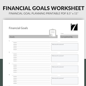 Financial Goals Planner Worksheet | Printable Business Finances Goal Setting & Tracker Printable | Income Goal Planning Printable PDF Sheet