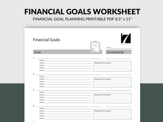 Financial Goals Planner Worksheet  Printable Business Finances