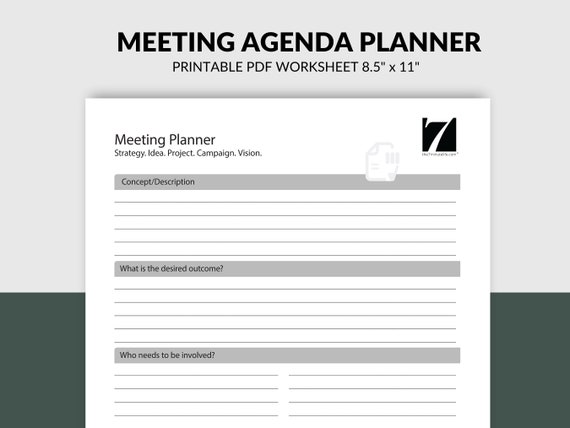 Meeting Agenda Template: Business Meeting Planner (Printable PDF)