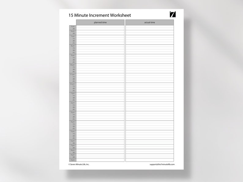 15 Minute Planner Printable Template | 15 Minute Daily Planner | 15 ...