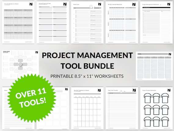 Project Management Template Bundle: Printable Planning Worksheets (PDF Download)