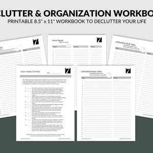 Libro de trabajo de organización y ordenación / Hojas de trabajo imprimibles para ordenar/organizar su hogar, negocio y vida / Imprimibles de superación personal