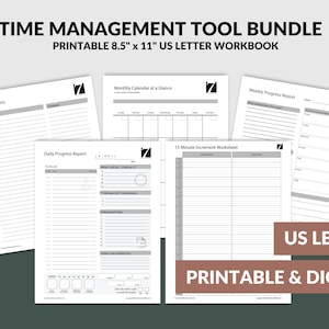 Time Management Workbook | Planning Tools & Time Management Sheets to Plan and Organize Your Day | Time Management Planner Printable PDF