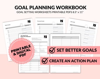 Goal Planning Worksheet Bundle | SMART Goals Template (Digital Download)