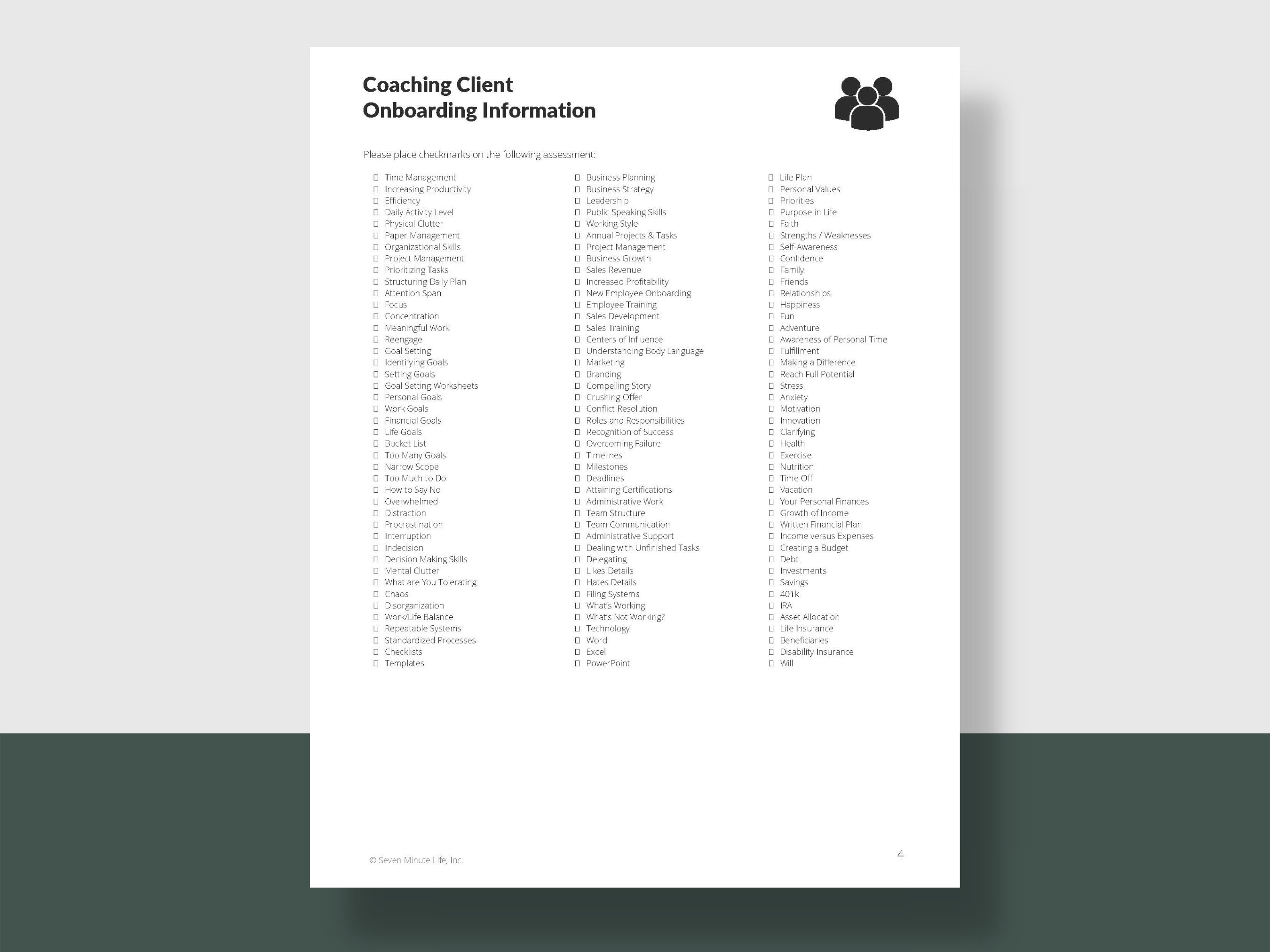 Coaching Client Intake Form: Editable Template (word & PDF) - Etsy