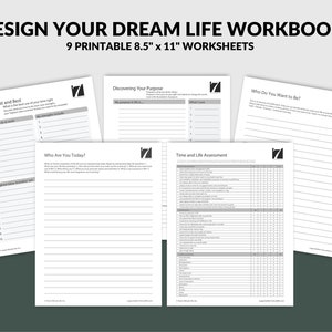 Design für Dein Traumleben Arbeitsheft | Lebensplanung Arbeitsblätter | Druckbare PDF Life Plan Vorlage Download | Ziele, Lebenszweck & Lebensweg