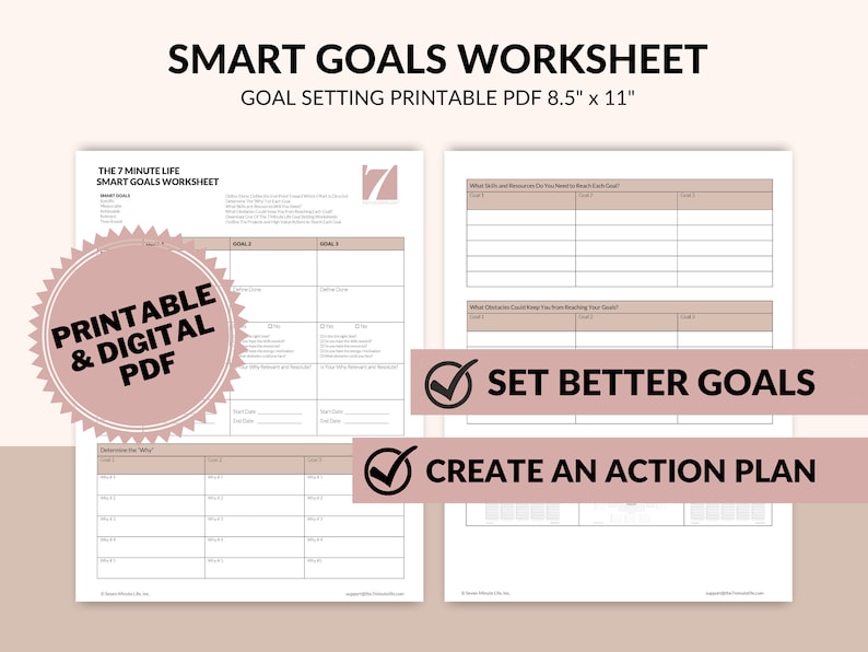 2026 SMART Goals Worksheet | Printable Goal Planner (PDF) - Etsy