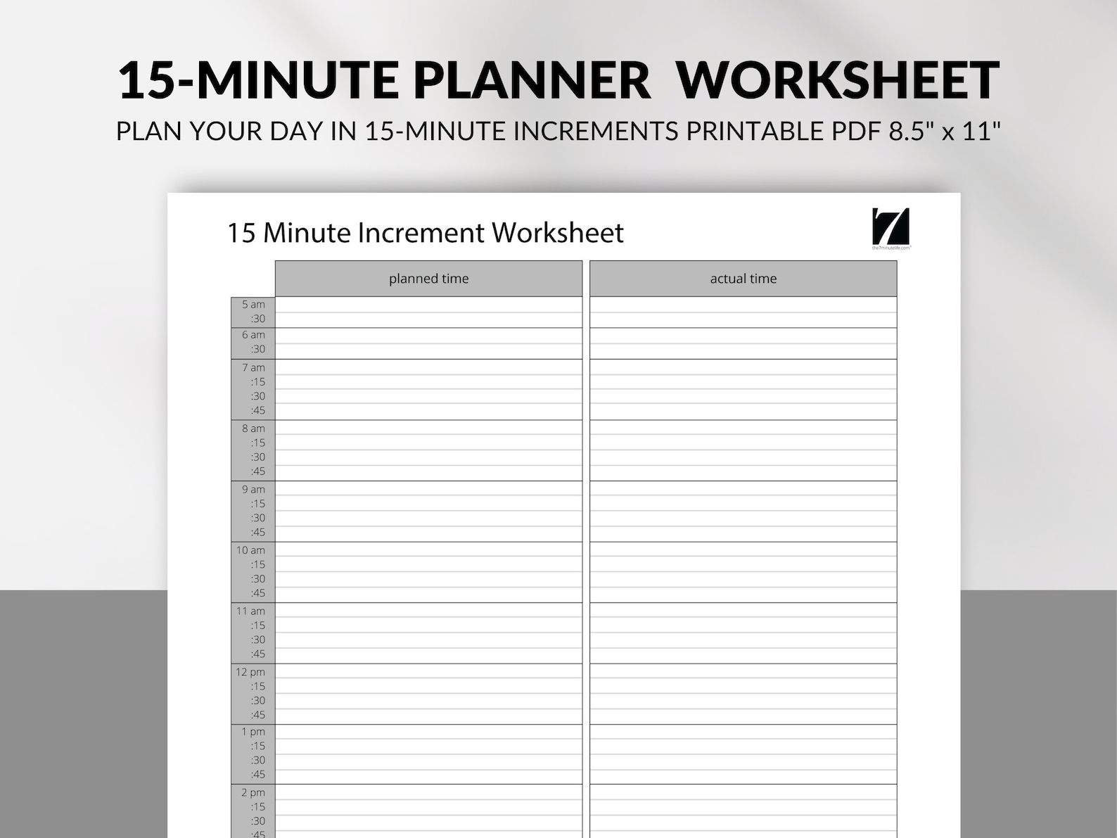 15 Minute Planner Printable Template | 15 Minute Daily Planner | 15 ...