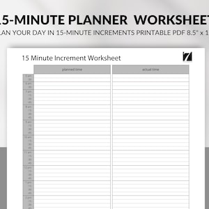 15 Minute Planner Printable Template | 15 Minute Daily Planner | 15 ...