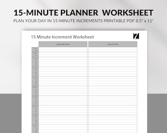 15-Minuten Tagesplaner Printable: Zeitmanagement Arbeitsblatt (PDF)