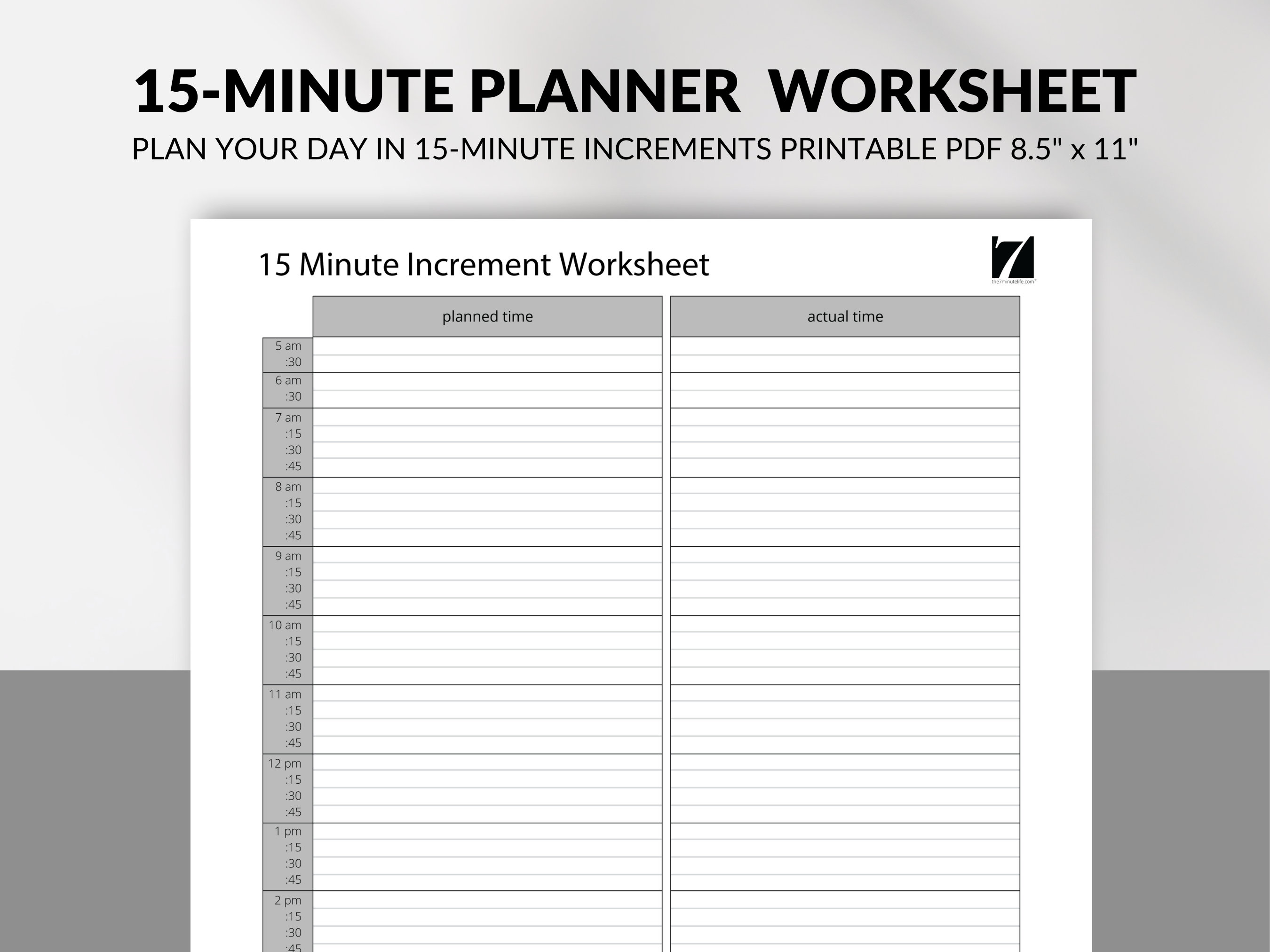 Free Printable Weekly Planner 15 Minute Intervals