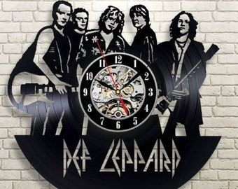 Def Leppard Vinyl Record Wall Clock, Rock Music Band, Original Art for Wall, Modern Home Wall Decor, Christmas Gift Idea for Husband