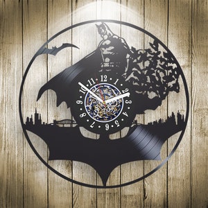 Dark Knight Schallplatten Wanduhr, Superheld Liebhaber Zimmer Dekor, Vintage Kunst, Geburtstagsgeschenk für Ihn, DC Comics Mann Geschenke