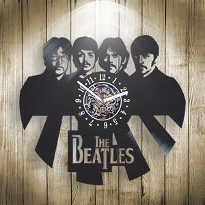 Beatles Rock Band Vinyl Record Wall Clock, Music Original Art for Wall, Modern Home Wall Decor, Xmas Gift Idea for Family