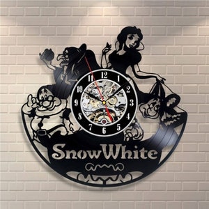 Snow White and the Seven Dwarfs Vinyl Record Clock, Disneyworld Princess Decor, Unique Wall Art for Girl Room, New Home Gift for Daughter
