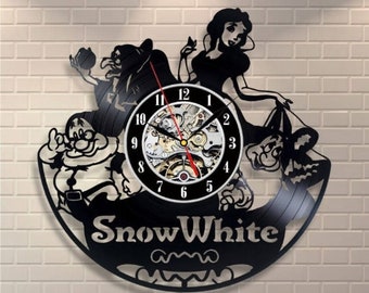 Snow White and the Seven Dwarfs Vinyl Record Clock, Disneyworld Princess Decor, Unique Wall Art for Girl Room, New Home Gift for Daughter