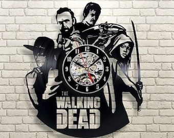 Walking Dead Movie Vinyl Record Clock, Vintage Wall Art, Vinyl Decor for Home, Christmas Gift Idea for Men, Zombie Lover Gift