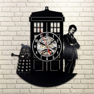 Doctor Who Schallplatte Silent Clock, Vintage Wanddekoration, Einzigartige Kunst, Weihnachtsgeschenkidee für Ihn, Filmliebhaber Geschenk