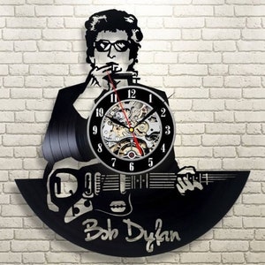 Bob Dylan vinylplatenklok, originele woondecoratie voor muziekliefhebbers, moderne wandkunst, verjaardagscadeau-idee voor papa