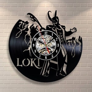 Loki Schallplattenuhr, Marvel Superheld, Retro WandKunst Dekor, Original Neujahr Geschenkidee für Junge, Comic Liebhaber Geschenk