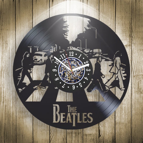 Beatles Abbey Road Vinyl Record Clock, Rock Music Band, Unique Art for Bedroom, Vintage Wall Decor, Wedding Gift Idea for Couple