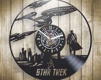 Star Trek Vinyl Record Wall Clock, Modern Home Decor, Original Wall Art, Birthday Gift Idea for Boyfriend, Movie Lover Gift