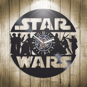 スターウォーズキャラクタービニールレコード壁掛け時計、スターウォーズヴィンテージアート、リビングルームのユニークな装飾、お父さんへの父の日のギフトアイデア