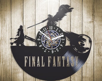 Final Fantasy Vinyl Record Wall Clock, Video Game Lover Decor, Vintage Wall Art for Play Room, Christmas Gift Idea for Son