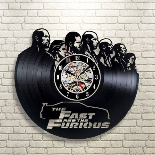 Fast and Furious Vinyl Record Clock, Wall Art for Car Lover