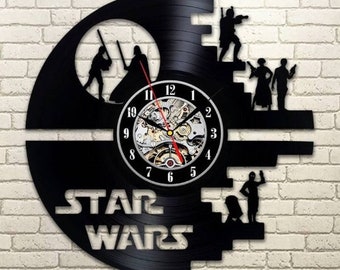 Death Star Planet Vinyl Record Wall Clock, Handmade Artwork for Wall, Vinyl Decor for Room, Xmas Gift for Dad, Star Wars Movie