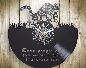 Winnie the Pooh Tiger Vinyl Record Clock, Kids Room Decor, Quotes Wall Art, Birthday Gift Idea for Son, Vintage Handmade Clock