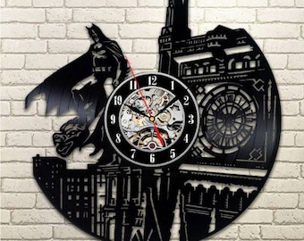 Comics Superhero Vinyl Record Clock, Vinyl Wall Decor, Unique Artwork, Christmas Day Gift Idea for Him, Superhero Movie Fan Gift