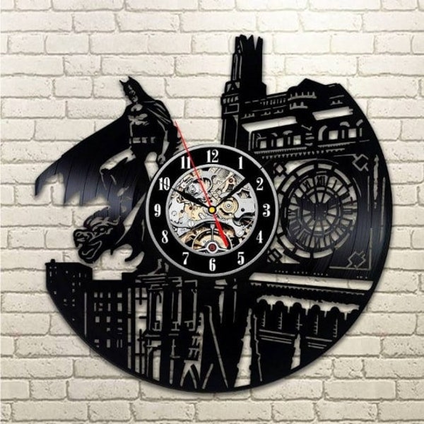 Comics Superhero Vinyl Record Clock, Vinyl Wall Decor, Œuvre d’art unique, Idée cadeau de la Saint-Valentin pour lui, Cadeau de fan de film de super-héros