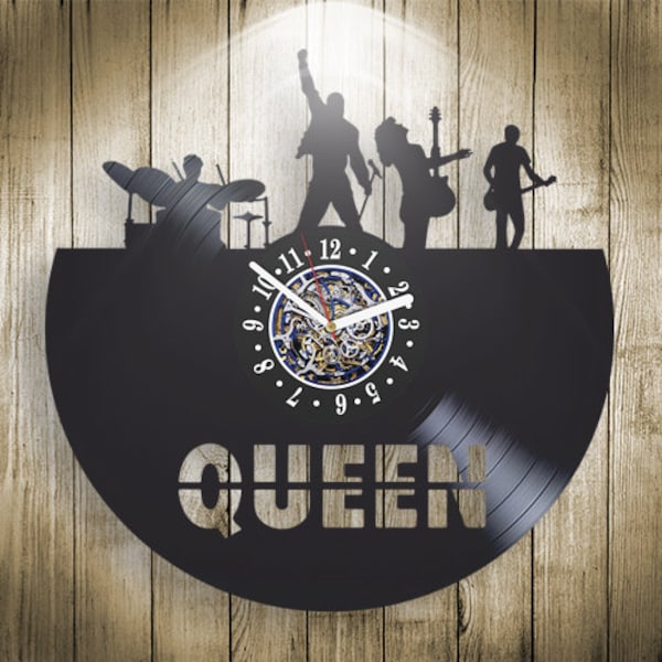 Queen Vinyl Record Wall Clock, Rock Music Legends, Original Art for Wall, Modern Home Wall Decor, Christmas Gift Idea for Family