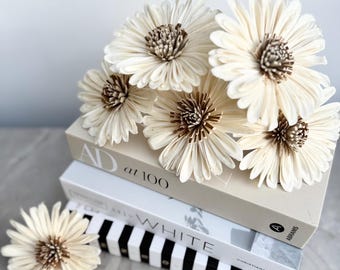 Daisy Diffuser flowers, 6 sola wood diffuser flowers for reed diffusers. Premium Daisy diffuser flowers, 10cm wide. Bunch of 6 flowers.